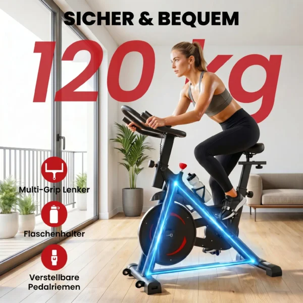 Verstelbare Hometrainer Fiets Met APP, Magnetische Weerstand, LCD Monitor, Verstelbaar Stuur, Telefoonhouder