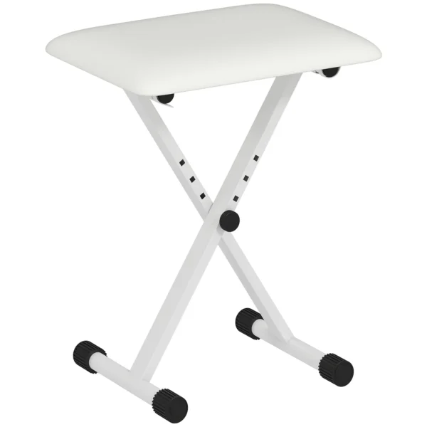 Verstelbare Opvouwbare X vormige Pianokruk Met Kunstleren Kussen 39 X 29 X 37 47 Cm Wit