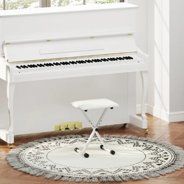 Verstelbare Opvouwbare X vormige Pianokruk Met Kunstleren Kussen 39 X 29 X 37 47 Cm Wit