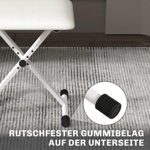 Verstelbare Opvouwbare X vormige Pianokruk Met Kunstleren Kussen 39 X 29 X 37 47 Cm Wit