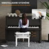 Verstelbare Pianokruk, Pianobank Met Kunstleren Kussen Voor Piano Keyboard 64 X 35 X 45 55 Cm Wit