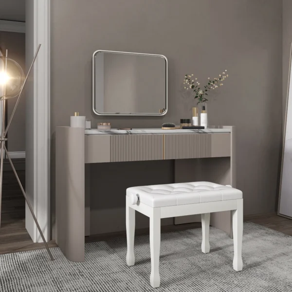 Verstelbare Pianokruk, Pianobank Met Kunstleren Kussen Voor Piano Keyboard 64 X 35 X 45 55 Cm Wit