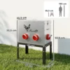 Voerautomaat Kippen 18 Kg Vulcapaciteit Met Afsluitbare Deksel Verstelbare Poten 6 Openingen 42x25x55,5 Cm Zilver