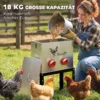 Voerautomaat Kippen 18 Kg Vulcapaciteit Met Afsluitbare Deksel Verstelbare Poten 6 Openingen 42x25x55,5 Cm Zilver