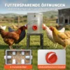 Voerautomaat Kippen 18 Kg Vulcapaciteit Met Afsluitbare Deksel Verstelbare Poten 6 Openingen 42x25x55,5 Cm Zilver