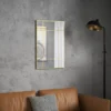 Wandspiegel, Decoratieve Spiegel Met Metalen Frame, Gouden Strepen, Meerlaags Glas, 90B X 2T X 60H Cm