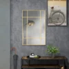 Wandspiegel, Decoratieve Spiegel Met Metalen Frame, Gouden Strepen, Meerlaags Glas, 90B X 2T X 60H Cm