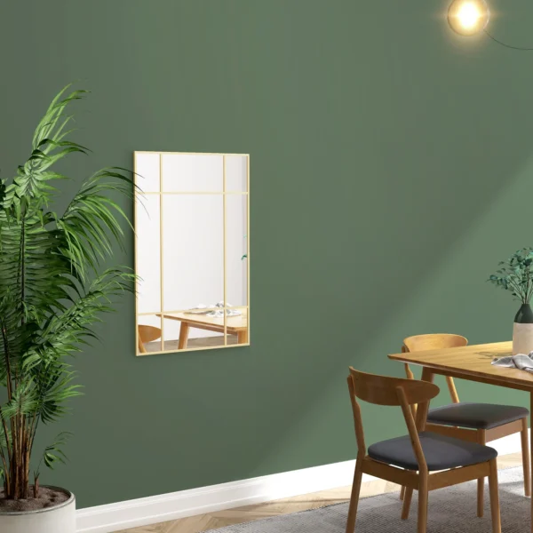 Wandspiegel, Decoratieve Spiegel Met Metalen Frame, Gouden Strepen, Meerlaags Glas, 90B X 2T X 60H Cm
