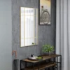 Wandspiegel, Decoratieve Spiegel Met Metalen Frame, Gouden Strepen, Meerlaags Glas, 90B X 2T X 60H Cm