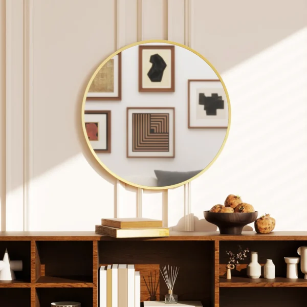 Wandspiegel, Modern Ontwerp, 61 X 61 Cm, Goud