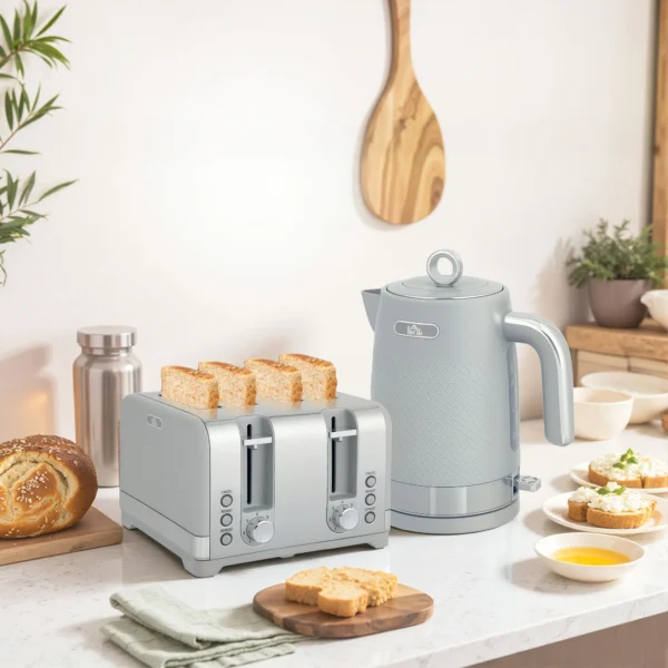 Waterkoker En Broodrooster Set, 1,7L 2200W Snelkook Waterkoker Met Thermostaat