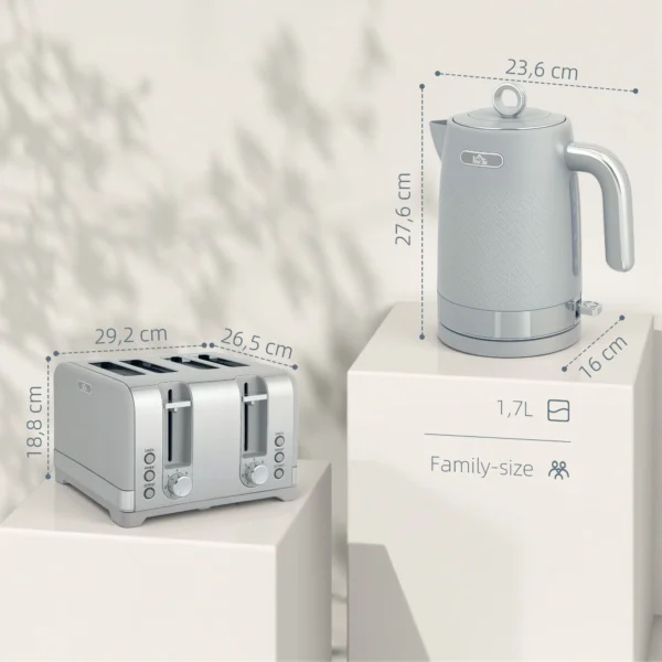 Waterkoker En Broodrooster Set, 1,7L 2200W Snelkook Waterkoker Met Thermostaat