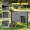 Weerbestendig Kattenhuis Met Opklapbaar Dak, Uitneembare Vloer, Ingang Voor 1 2 Katten Tot 12 Kg, 85x55x70 Cm, Lichtgrijs