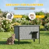 Weerbestendig Kattenhuis Met Opklapbaar Dak, Uitneembare Vloer, Ingang Voor 1 2 Katten Tot 12 Kg, 85x55x70 Cm, Lichtgrijs
