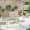Weerbestendige Tuinmeubelset Van Metaal, Zitgroep Voor 4 Personen, Tuinlounge Met 2 zitsbank, 2 Stoelen, Bijzettafel, Groen