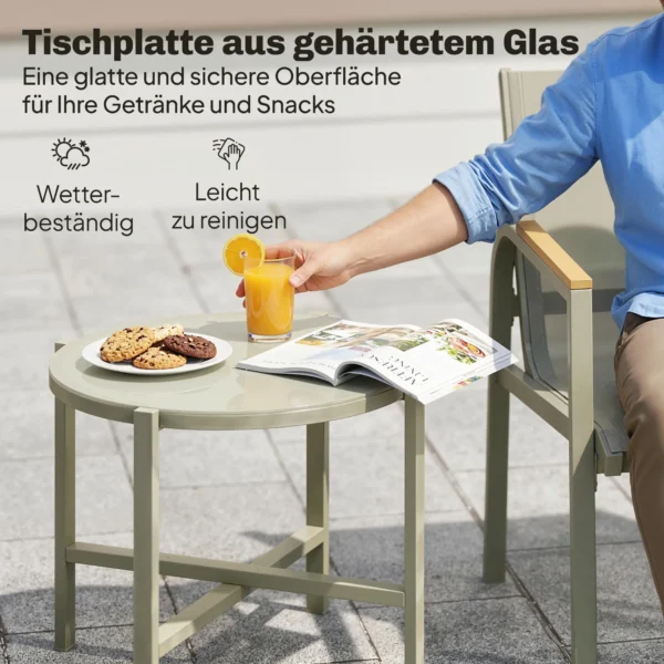 Weerbestendige Tuinmeubelset Van Metaal, Zitgroep Voor 4 Personen, Tuinlounge Met 2 zitsbank, 2 Stoelen, Bijzettafel, Groen