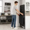 Werkbank Met Gatenbord, Opvouwbare Mobiele Werkbank Met Wielen, Dikke Werkblad, Stalen Frame, Haken, Zwart