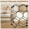 Wijnrek Voor 13 Flessen, Flessenrek Met Honingraatontwerp, Verstelbare Voeten, Kantelbeveiliging, Metaal, 43 X 15,5 X 31 Cm, Zwart