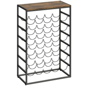 Wijnrek Voor 30 Flessen, Vrijstaand Flessenrek Van Metaal Voor Kelder Opslagruimte 59 X 30 X 88,5 Cm Rustiek Bruin