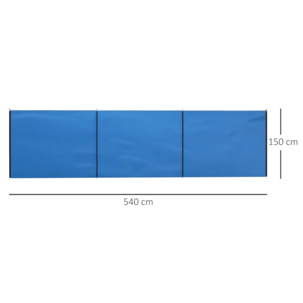 Windscherm Camping Zichtscherm Met 4 Stalen Stangen Draagtas Strandscherm Voor Camping Tuin Strand 540 X 150 Cm Blauw