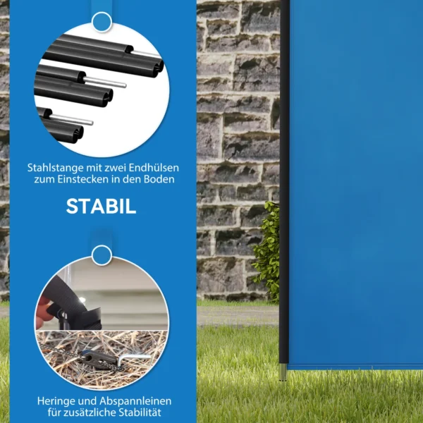 Windscherm Camping Zichtscherm Met 4 Stalen Stangen Draagtas Strandscherm Voor Camping Tuin Strand 540 X 150 Cm Blauw