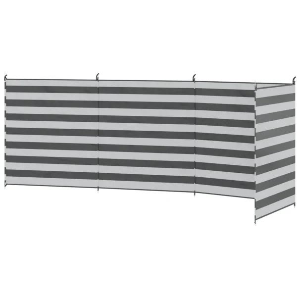 Windscherm Camping Zichtscherm Met 4 Stalen Stangen Draagtas Strandscherm Voor Camping Tuin Strand 540 X 150 Cm Grijs+Wit