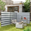 Windscherm Camping Zichtscherm Met 4 Stalen Stangen Draagtas Strandscherm Voor Camping Tuin Strand 540 X 150 Cm Grijs+Wit