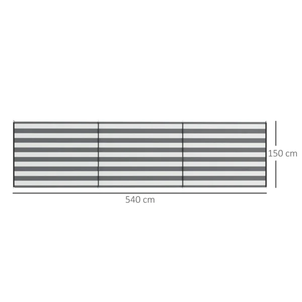 Windscherm Camping Zichtscherm Met 4 Stalen Stangen Draagtas Strandscherm Voor Camping Tuin Strand 540 X 150 Cm Grijs+Wit