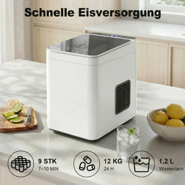 Zelfreinigende Tafel ijsmachine Compacte Ijsmaker Met Schep En Mand Wit