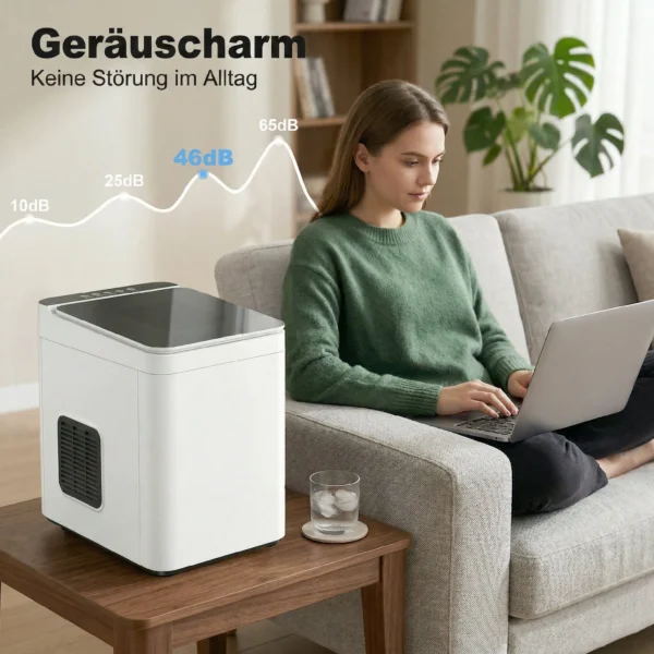 Zelfreinigende Tafel ijsmachine Compacte Ijsmaker Met Schep En Mand Wit