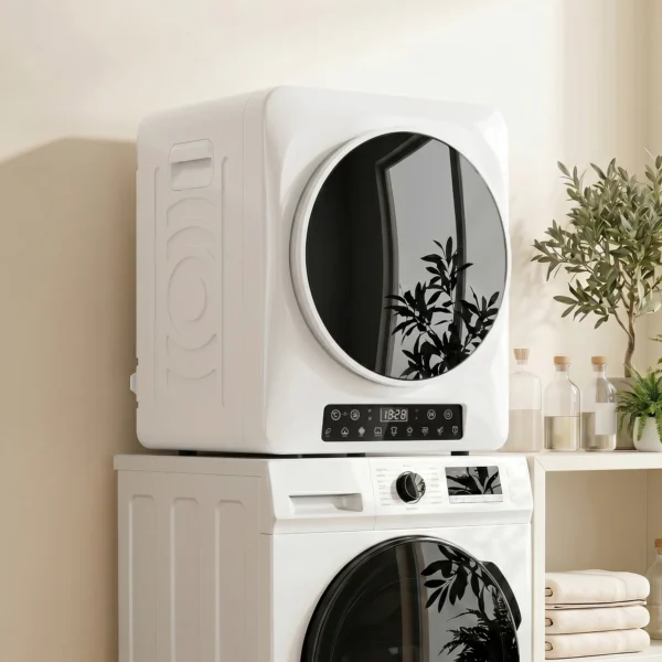 1000 W Compacte Afvoerdroger Met Extra Droog & ECO Modi, Timer En Temperatuurinstellingen, Wit