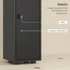180 Cm Smalle Badkamerkast, Toiletpapierrek Met Open Vakken, 2 Kasten, Zwart