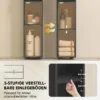 180 Cm Smalle Badkamerkast, Toiletpapierrek Met Open Vakken, 2 Kasten, Zwart
