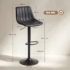 2 delige Set Barkrukken In Retrodesign, Incl. Voetensteun, In Hoogte Verstelbaar, Gaslift, Zwart