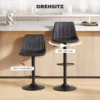 2 delige Set Barkrukken In Retrodesign, Incl. Voetensteun, In Hoogte Verstelbaar, Gaslift, Zwart