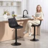 2 delige Set Barkrukken In Retrodesign, Incl. Voetensteun, In Hoogte Verstelbaar, Gaslift, Zwart
