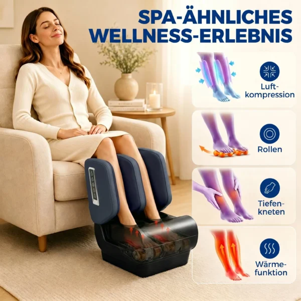 2 in 1 Beenmassageapparaat Met Warmte, Luchtcompressie, Timer, 3 Modi & Intensiteiten, Blauw En Zwart