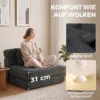 2 in 1 Botloze Wolk Vloerstoel, Opvouwbare Slaapfauteuil Met Koord Optiek & Lendenkussen, Donkergrijs