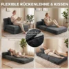 2 in 1 Botloze Wolk Vloerstoel, Opvouwbare Slaapfauteuil Met Koord Optiek & Lendenkussen, Donkergrijs