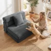 2 in 1 Botloze Wolk Vloerstoel, Opvouwbare Slaapfauteuil Met Koord Optiek & Lendenkussen, Donkergrijs