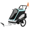 2 In 1 Fietsaanhanger & Buggy Opvouwbare Kinderfietsaanhanger Met 5 Punts Gordel Reflectoren 16 Inch Luchtbanden Rem