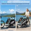 2 In 1 Fietsaanhanger & Buggy Opvouwbare Kinderfietsaanhanger Met 5 Punts Gordel Reflectoren 16 Inch Luchtbanden Rem