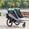 2 In 1 Fietsaanhanger & Buggy Opvouwbare Kinderfietsaanhanger Met 5 Punts Gordel Reflectoren 16 Inch Luchtbanden Rem
