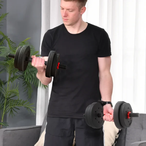 2 In 1 Halterset 15 Kg Verstelbare Korte Halter & Lange Halter Professionele Dumbbell Krachttraining Zwart