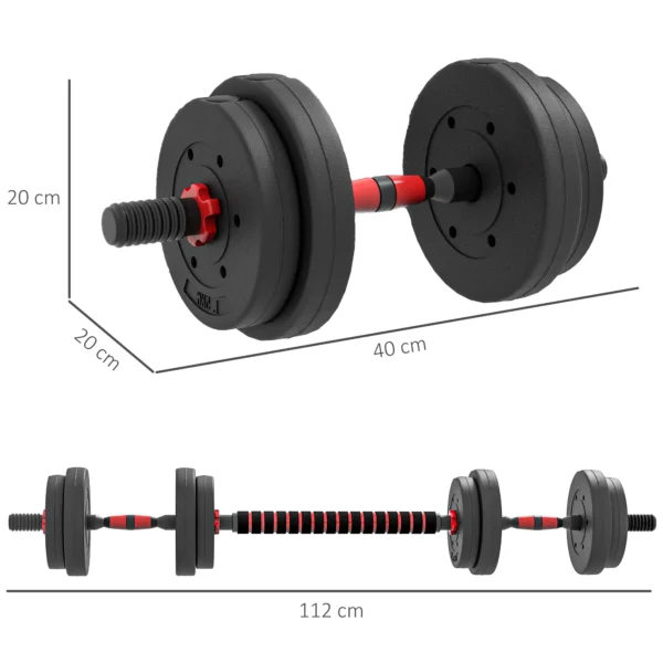 2 In 1 Halterset 15 Kg Verstelbare Korte Halter & Lange Halter Professionele Dumbbell Krachttraining Zwart