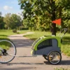 2 in 1 Hondenkar Voor Fiets Opvouwbare Hondenbuggy Voor Kleine & Middelgrote Honden Tot 20 Kg, Groen