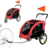 2 in 1 Hondenkar Voor Fiets Opvouwbare Hondenbuggy Voor Kleine & Middelgrote Honden Tot 20 Kg, Rood