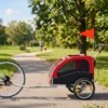 2 in 1 Hondenkar Voor Fiets Opvouwbare Hondenbuggy Voor Kleine & Middelgrote Honden Tot 20 Kg, Rood