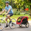 2 in 1 Hondenkar Voor Fiets Opvouwbare Hondenbuggy Voor Kleine & Middelgrote Honden Tot 20 Kg, Rood