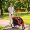 2 in 1 Hondenkar Voor Fiets Opvouwbare Hondenbuggy Voor Kleine & Middelgrote Honden Tot 20 Kg, Rood